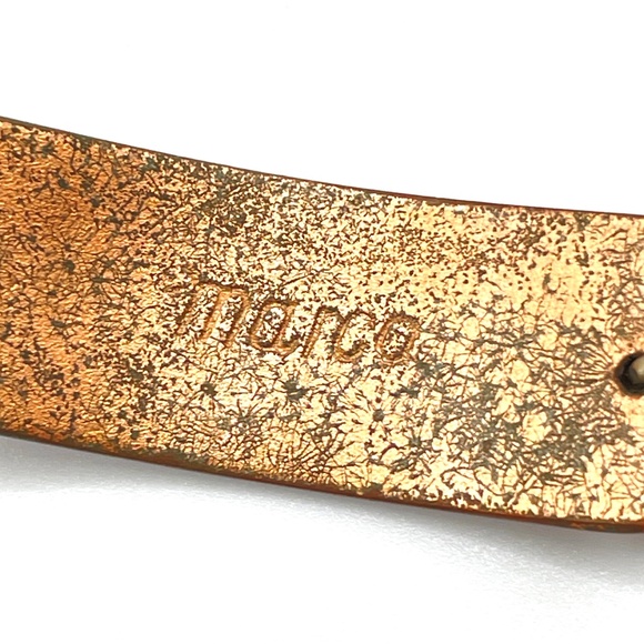 Marco Signed Vintage Copper Ruby Red Enamel Rectangle Link Bracelet 7" - Picture 4 of 12